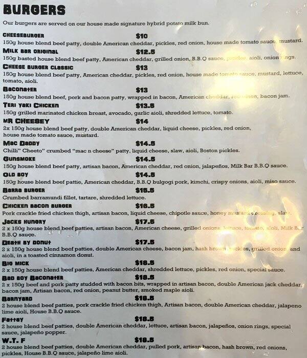 Milk Bar by Cafe Ish Menu, Menu for Milk Bar by Cafe Ish, Redfern