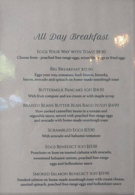 Menu at Aroma Lily Cafe Blanc, Nunawading