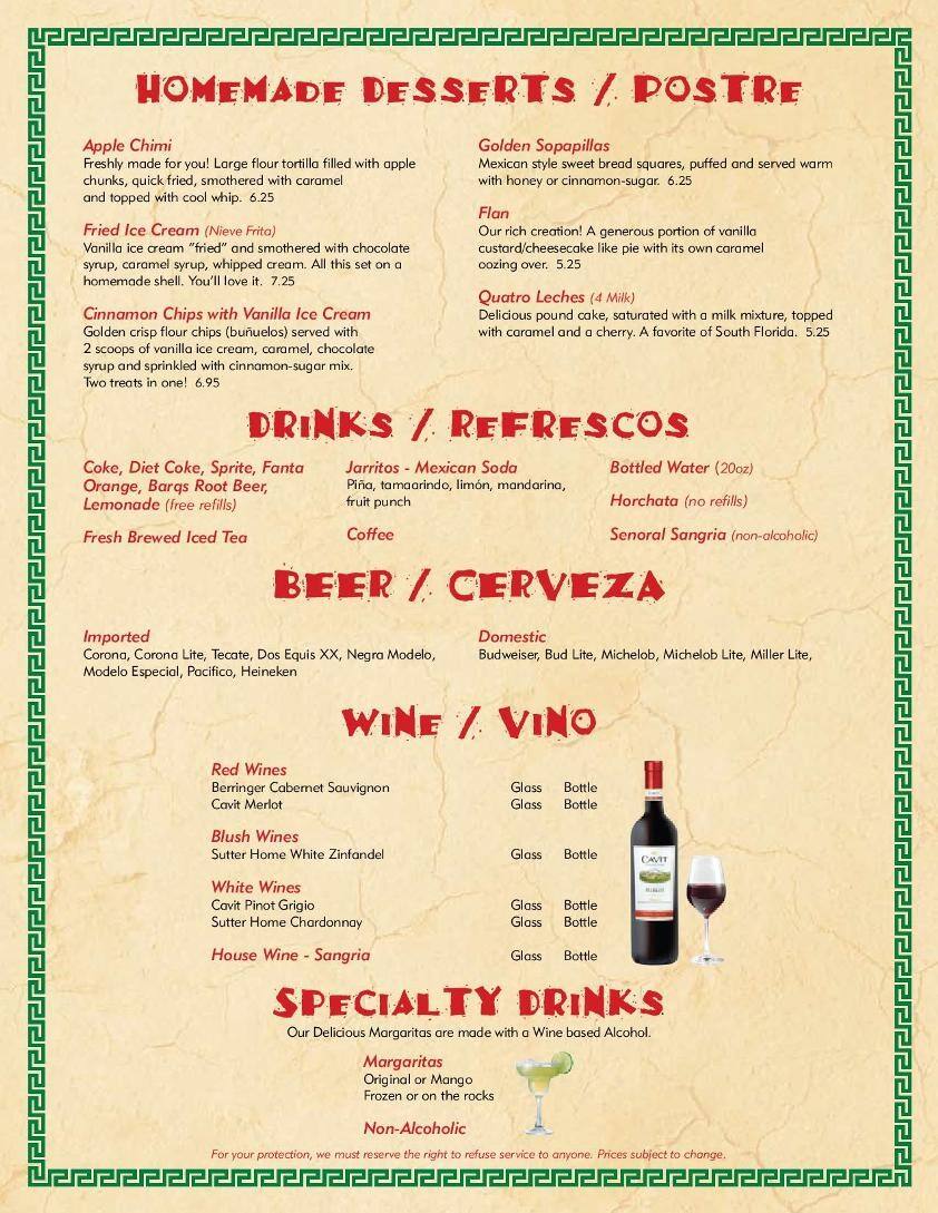 Menu at Casita Tejas Mexican Restaurant, Homestead