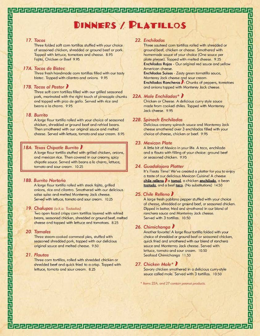 Menu at Casita Tejas Mexican Restaurant, Homestead