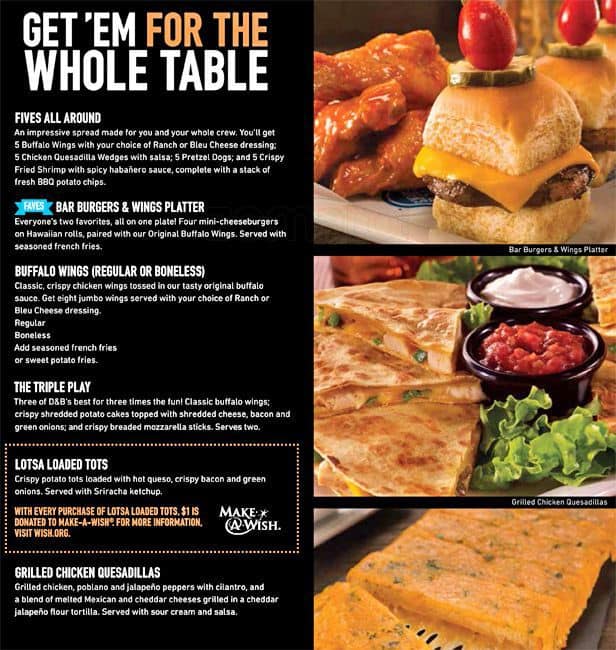 dave and buster menu