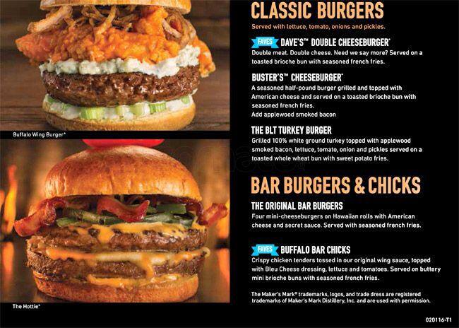 Menu at Dave & Buster's pub & bar, Arlington