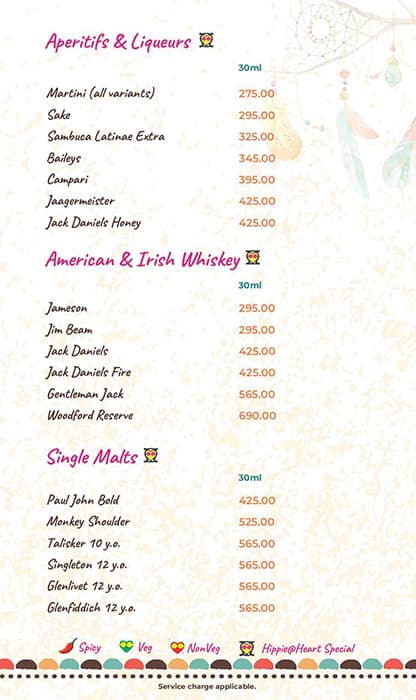 Hippie @ Heart menu