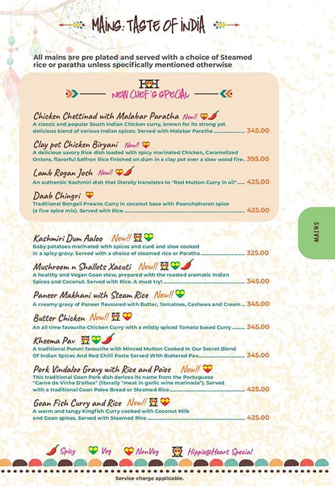 Hippie @ Heart menu