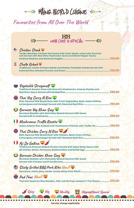 Hippie @ Heart menu