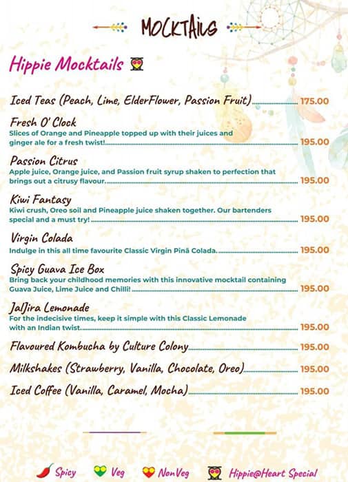 Hippie @ Heart menu