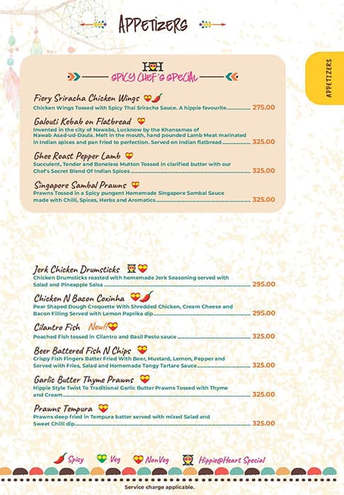 Hippie @ Heart menu