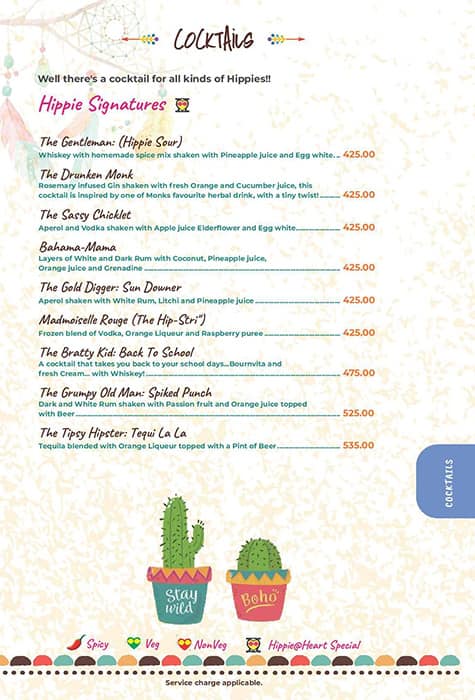 Hippie @ Heart menu