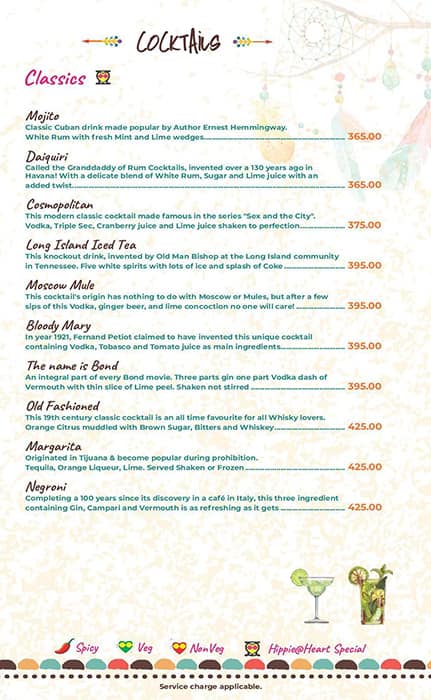 Hippie @ Heart menu