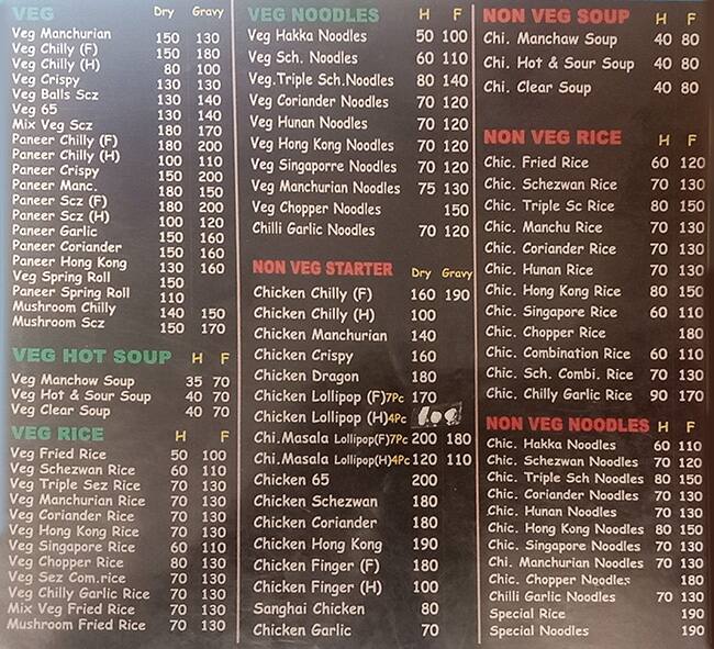 Menu of Dragon Spice Chinese Corner, Chembur, Mumbai