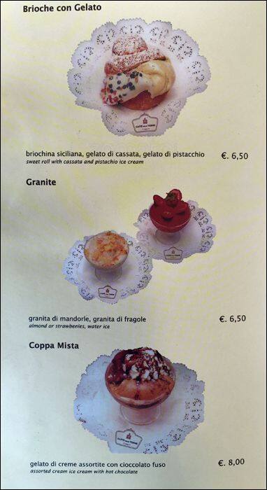Menu di Caffè delle Terme 