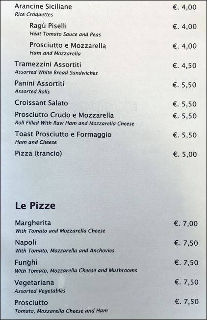 Menu di Caffè delle Terme 