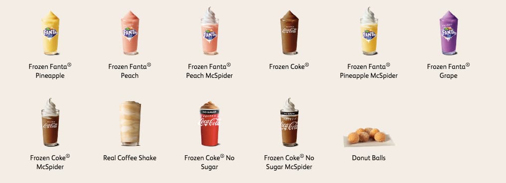 McDonald's menu