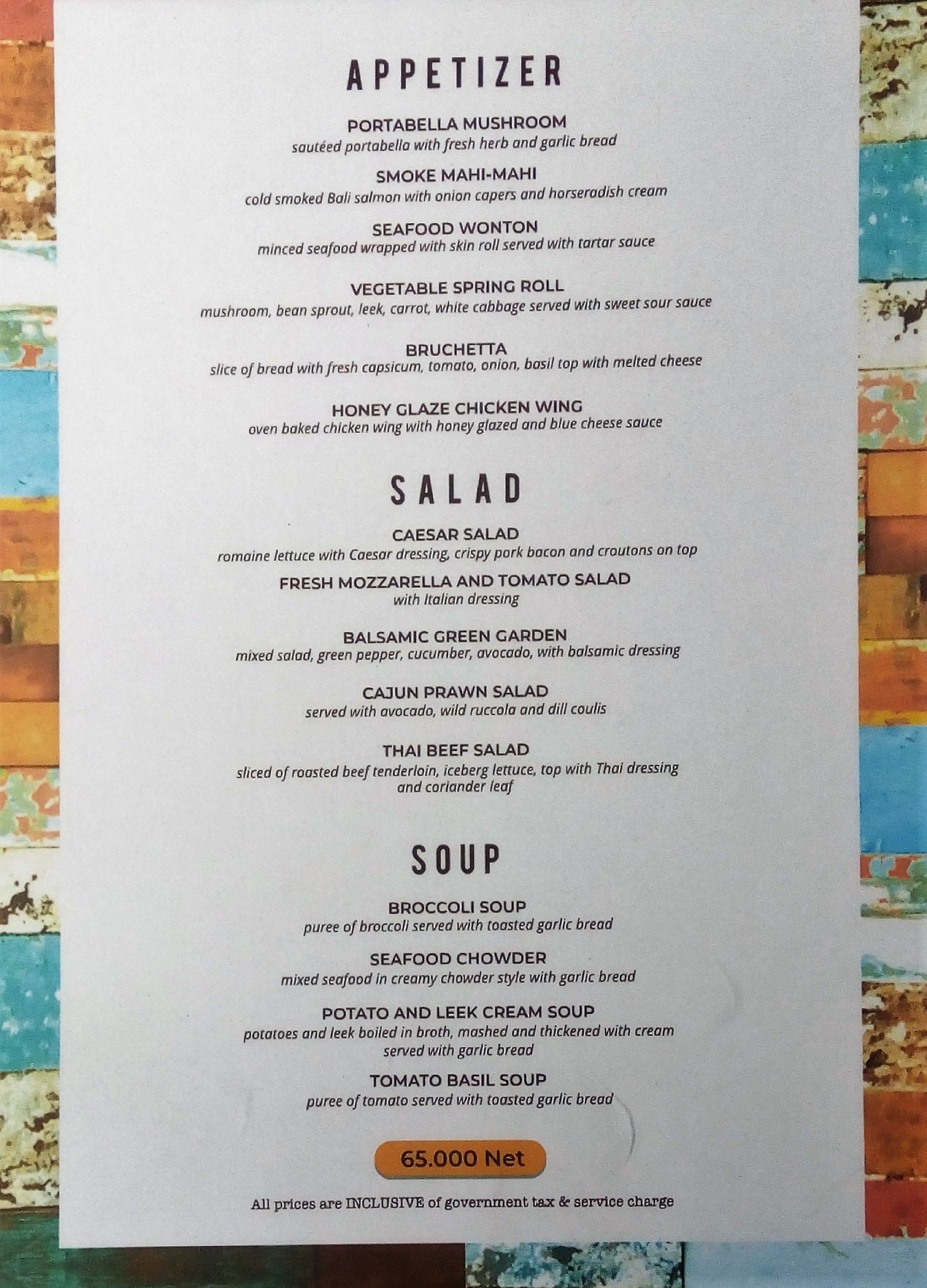 Carta de Mozzarella Restaurant & Bar, Mengwi, Jl. Dhyana Pura No.6