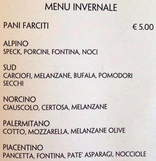 Menu di Monalda 