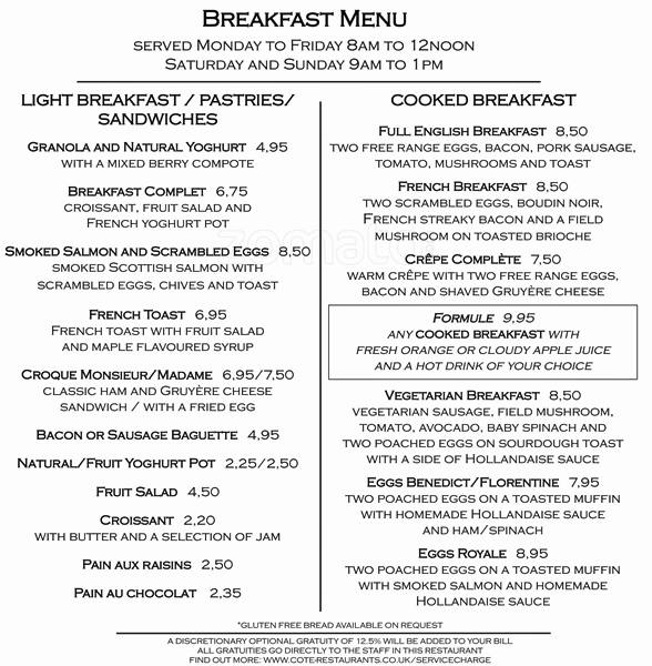 Cote Brasserie Menu, Menu for Cote Brasserie, Nottingham, East Midlands Zomato UK