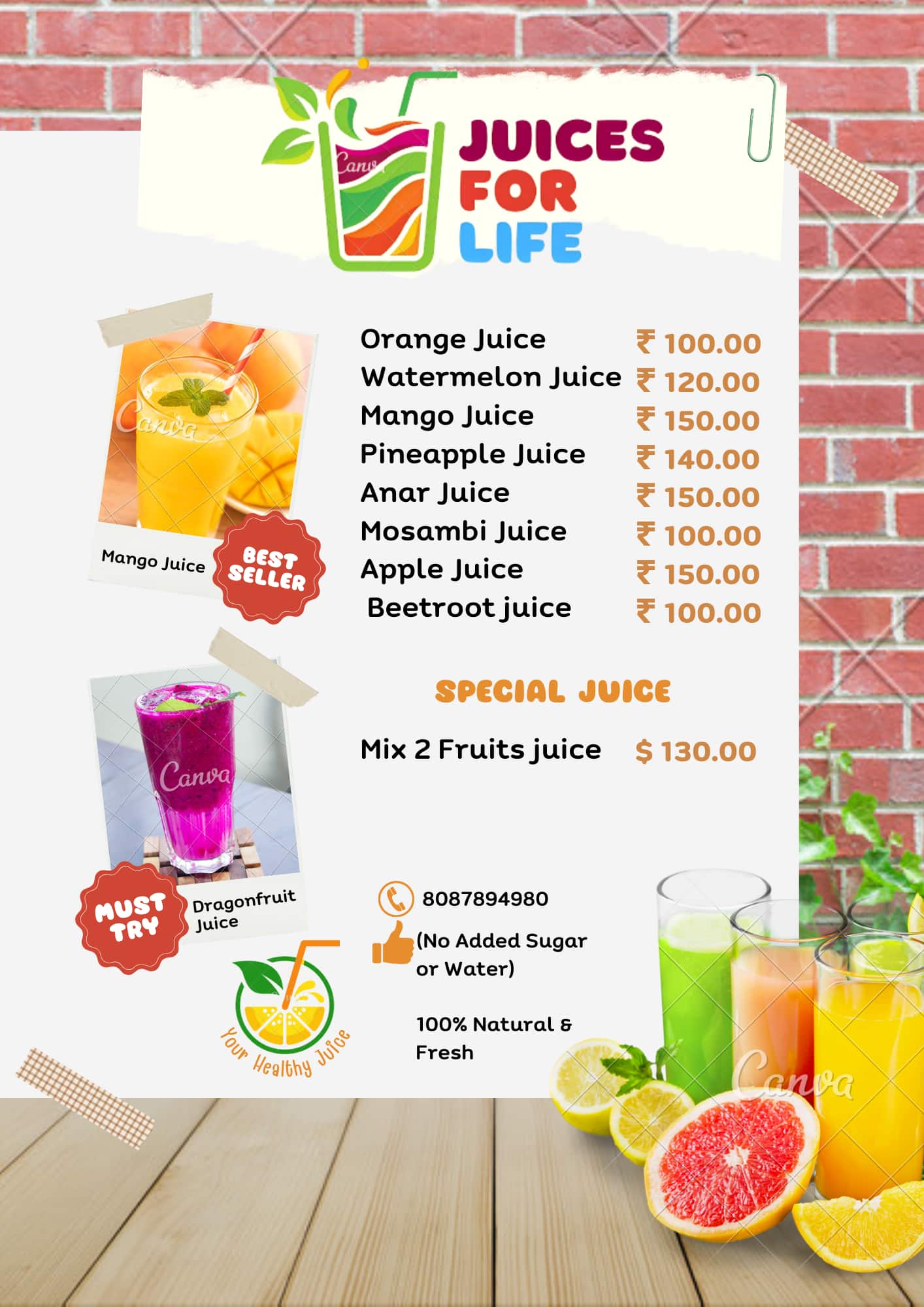 Menu of Juices For Life, Ayodhya Nagar, Nagpur