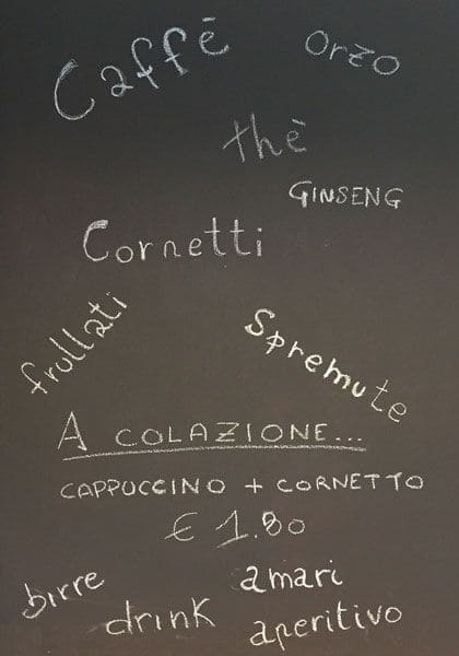 Bar Io e Te Speisekarte