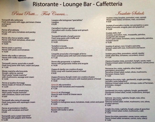 Menu di Le Bistrot Lounge Bar 