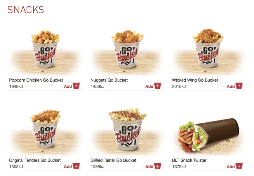 Carta de comida rápida KFC, Hillarys, 7P Cromer Grove