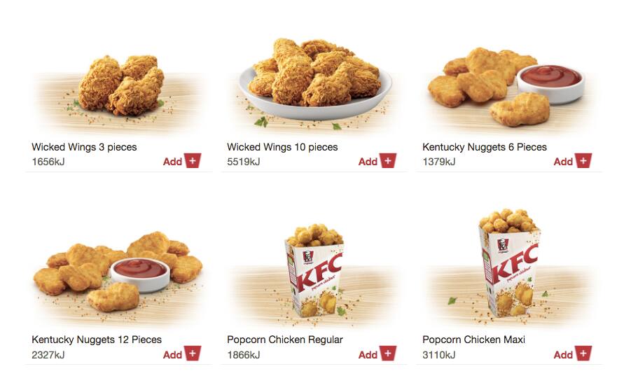 Google KFC Menu