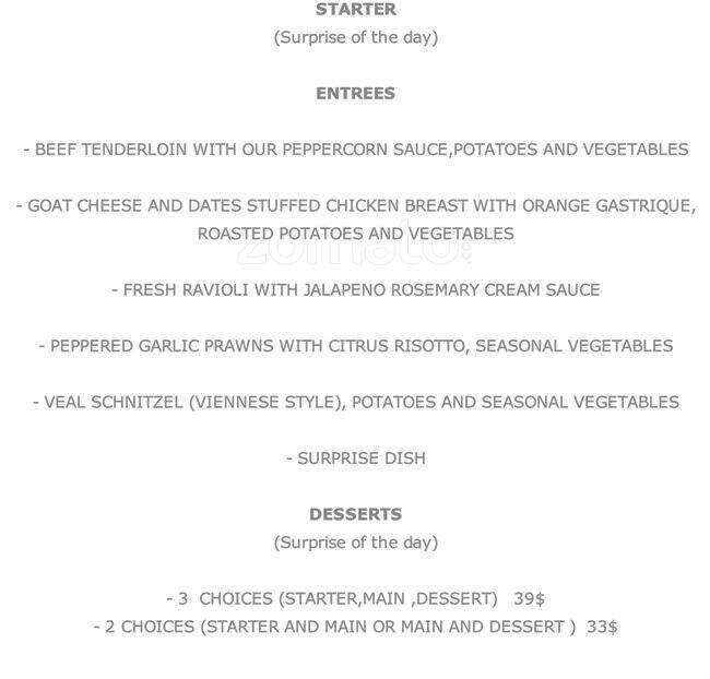 Menu at Dark Table restaurant, Vancouver