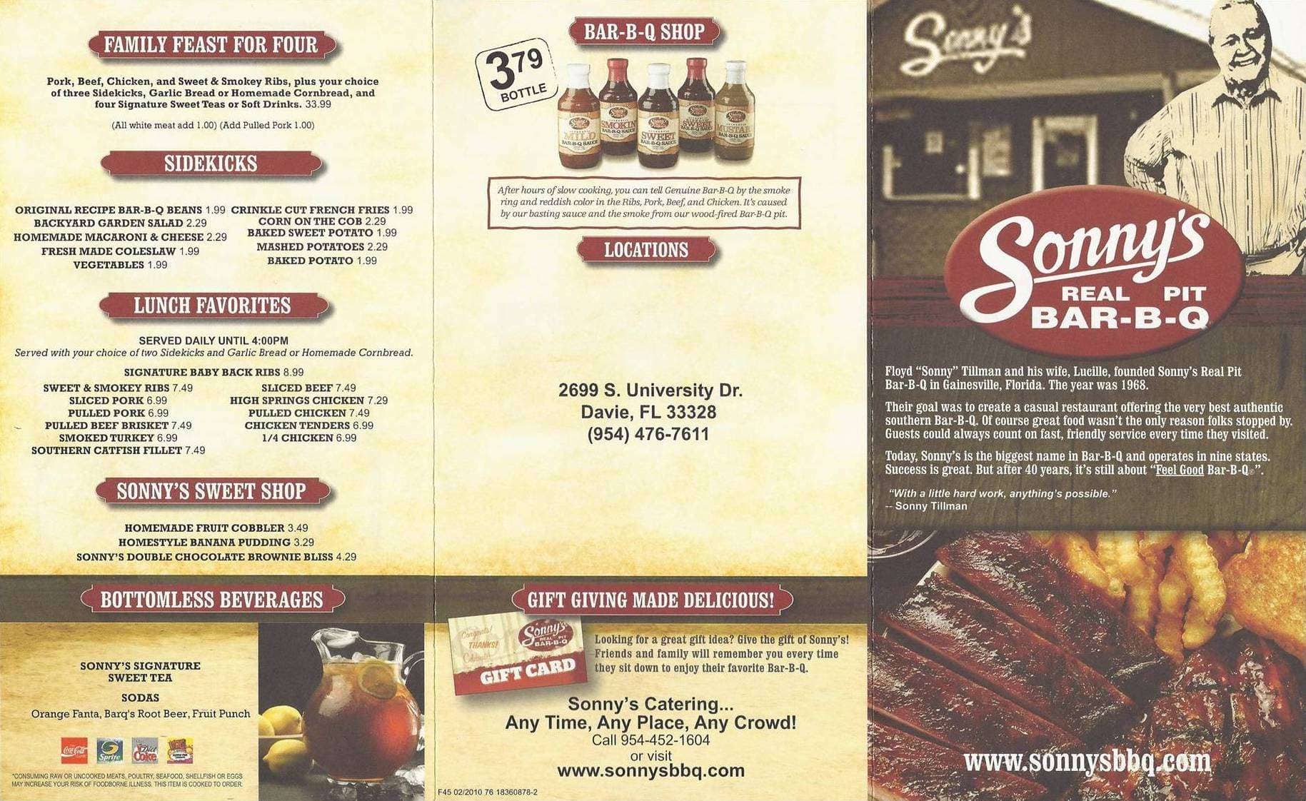 Sonny's Real Pit BarBQ Menu Urbanspoon/Zomato