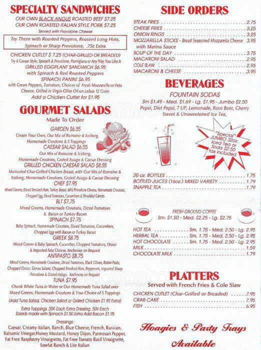 Menu at Bill's Breakfast Stand restaurant, Philadelphia