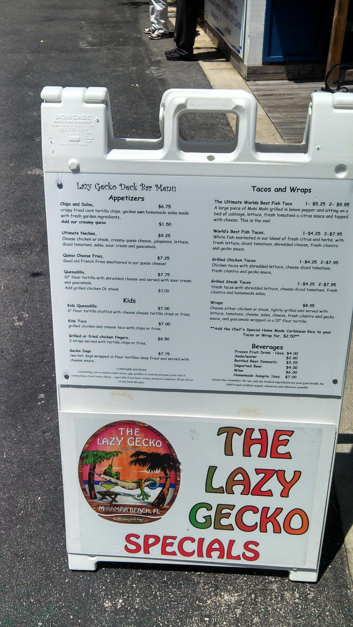 Menu at Lazy Gecko pub & bar, Miramar Beach, 114 Cannery Ln