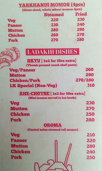 The Ladakhi Kitchen menu