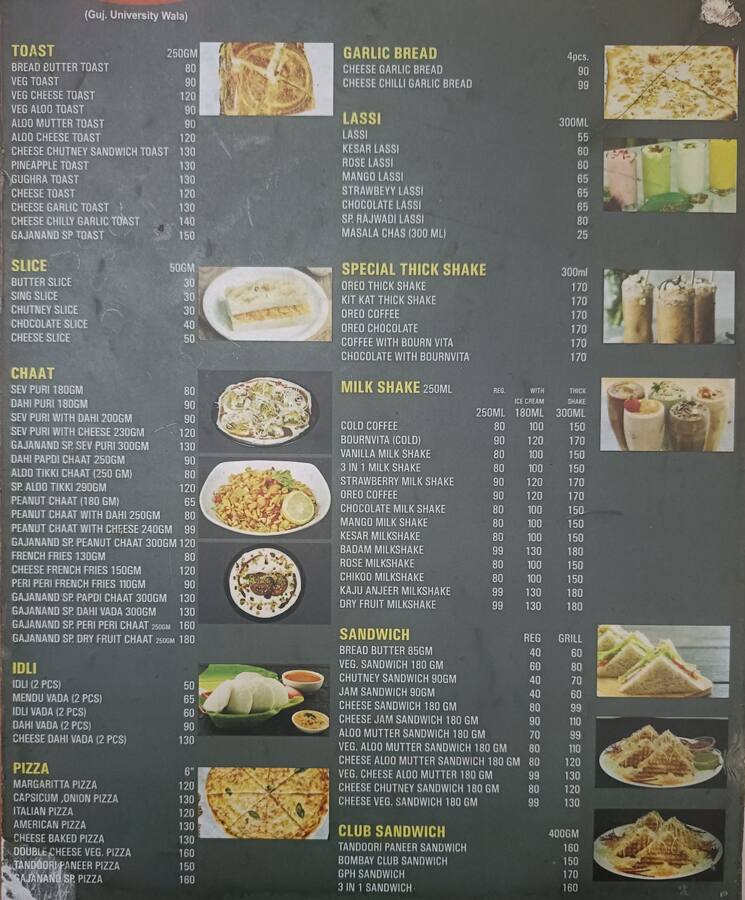 Menu of Shri Umiya Nasta House, Infocity, Gandhinagar