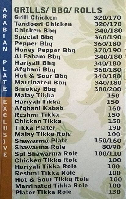 Neama Menu Menu at Neama, Chennai