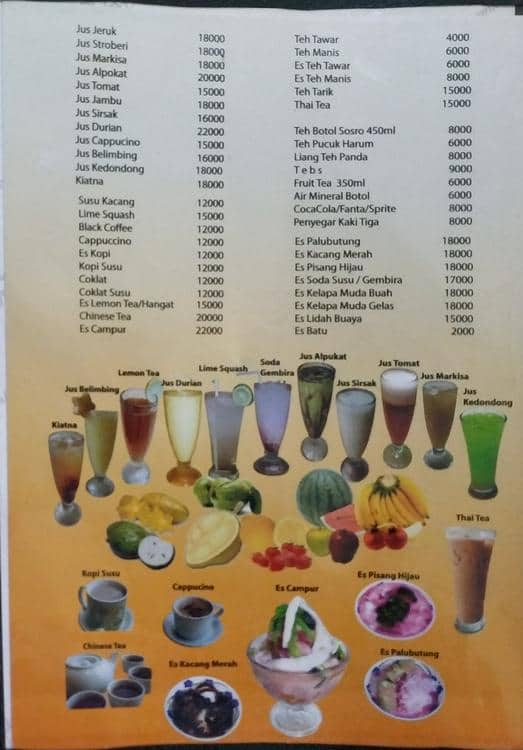 Menu at Bakmi Bintang Gading restaurant, Jakarta, Ruko Green Ville