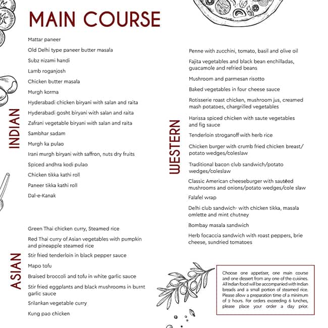Amara -The Trident menu