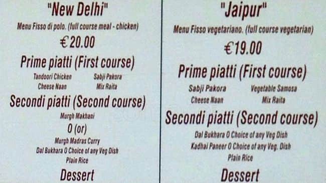 Menu di Taste Of India 