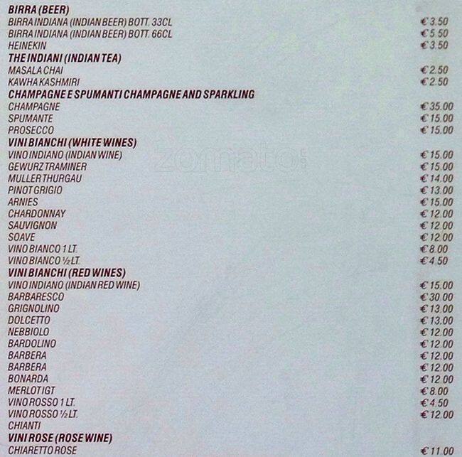 Menu di Taste Of India 