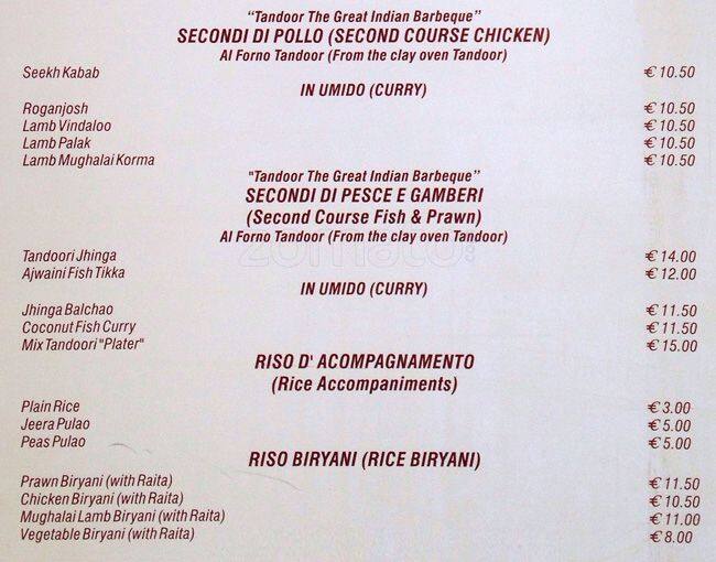 Menu di Taste Of India 