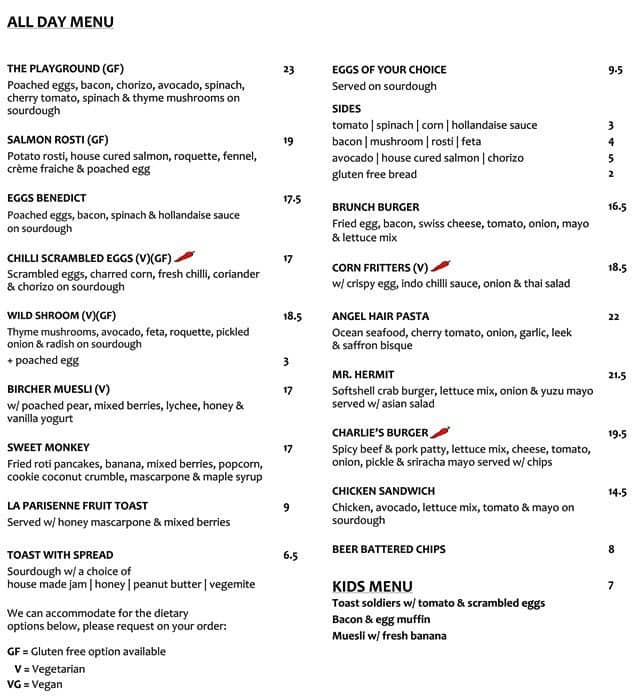 Three Monkeys Place Menu, Menu for Three Monkeys Place, Doncaster East