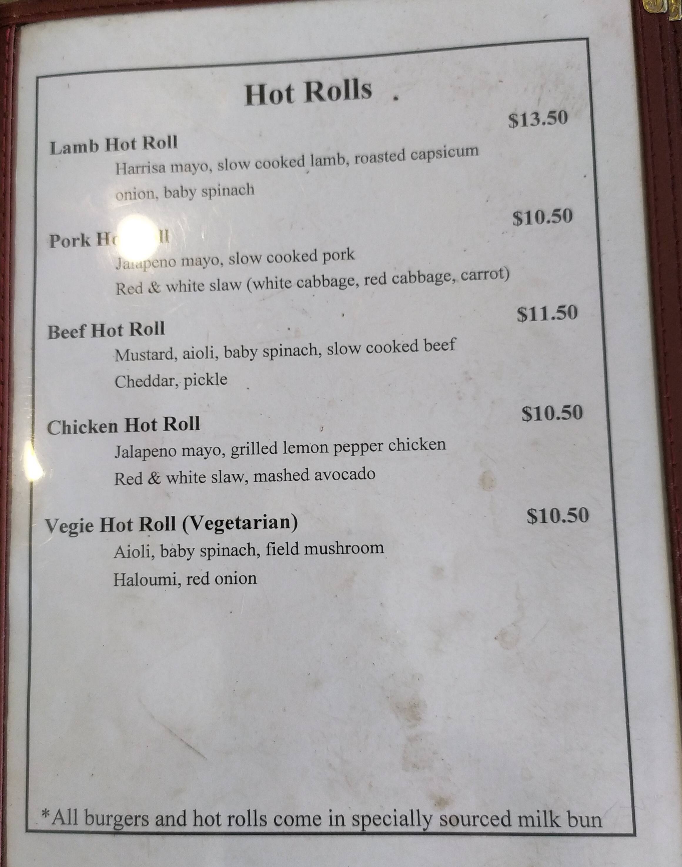 Menu at Cloris Gourmet restaurant, Botany
