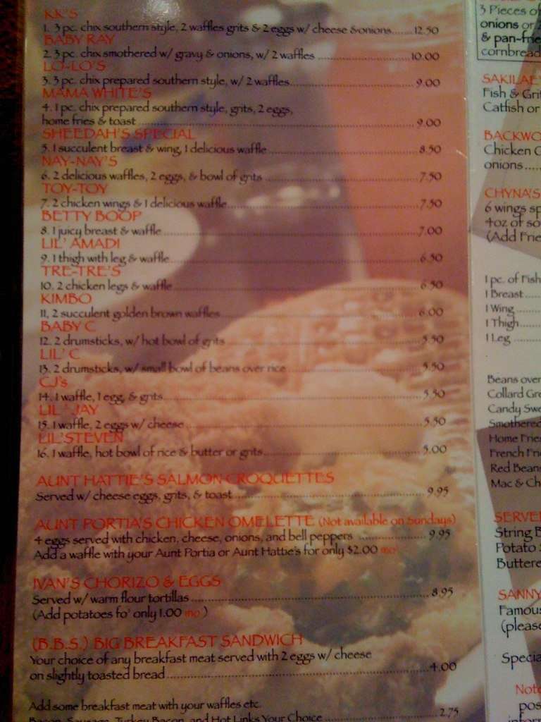 Menu at LoLo's Chicken & Waffles restaurant, Phoenix, S Central Ave