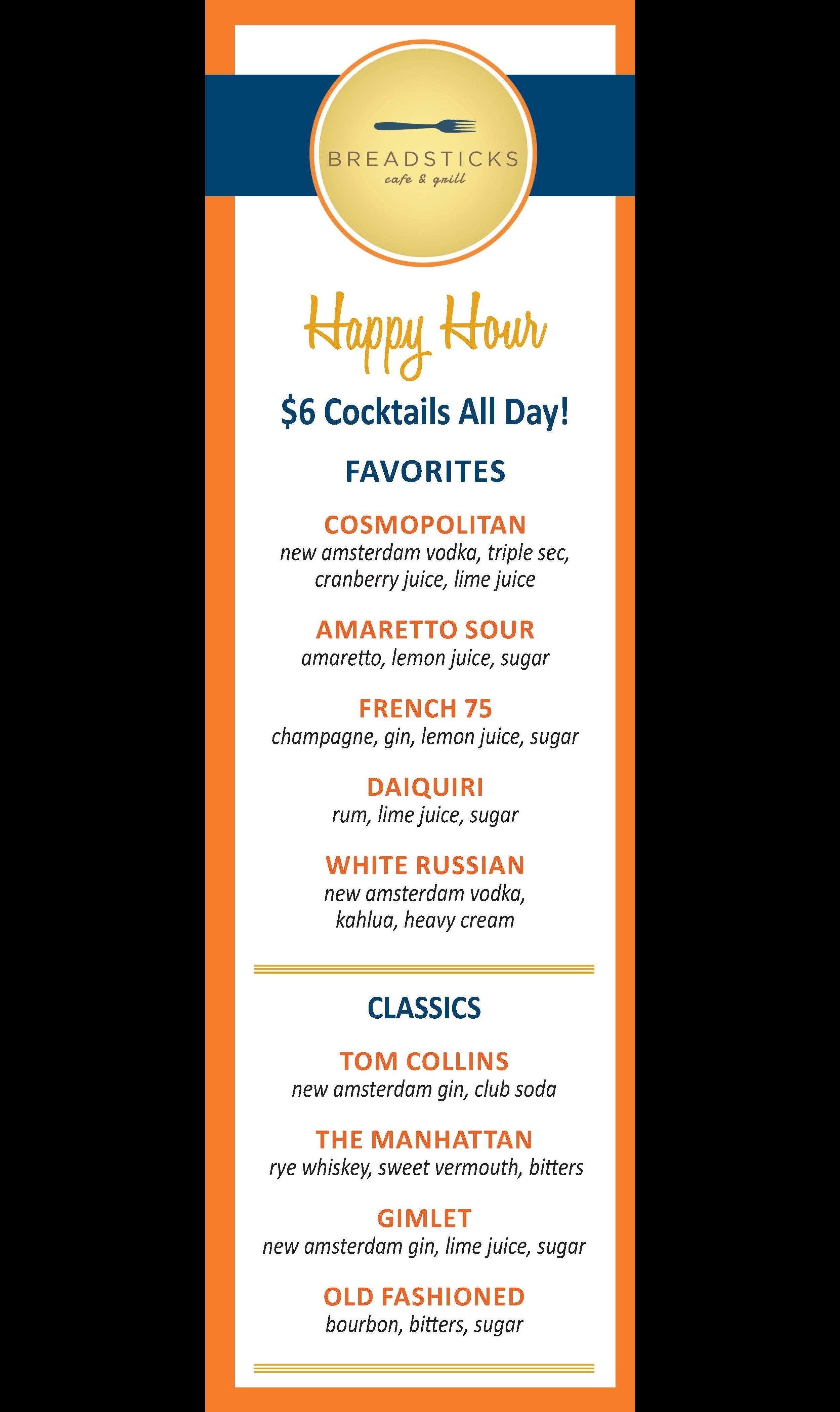 Menu at Breadsticks Cafe & Grill, Atlantic City