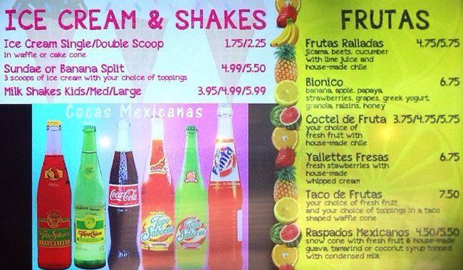 Fruity Mania menu