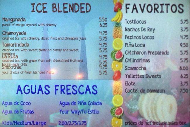 Fruity Mania menu