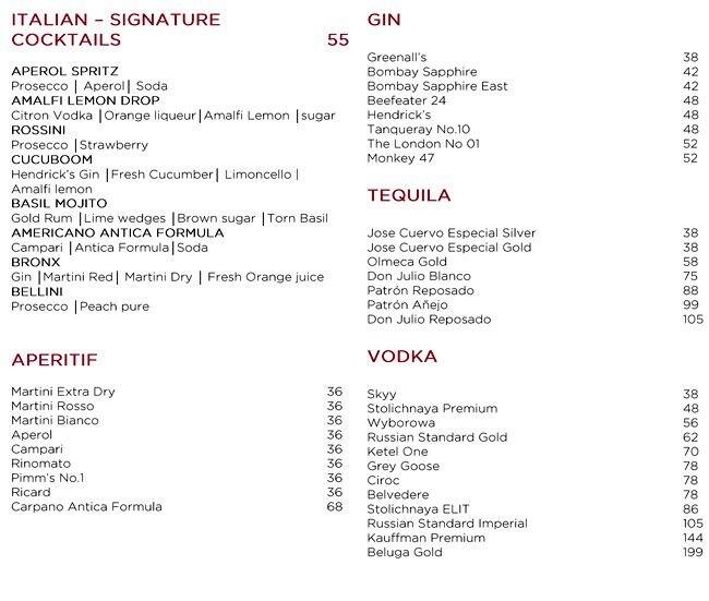 Quattro Passi FIVE Palm Jumeirah Menu Zomato