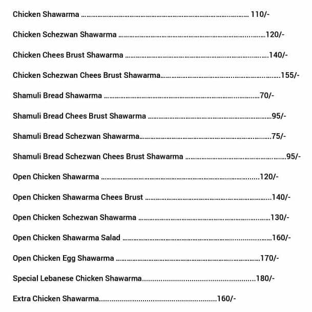 Menu of Shawarma Fusion Taste Of Lokhandwala, Jogeshwari, Mumbai