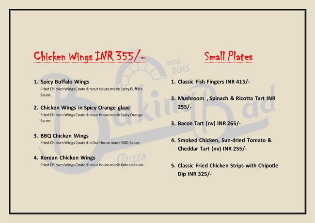 Baking Bad - Pizza Delivery menu