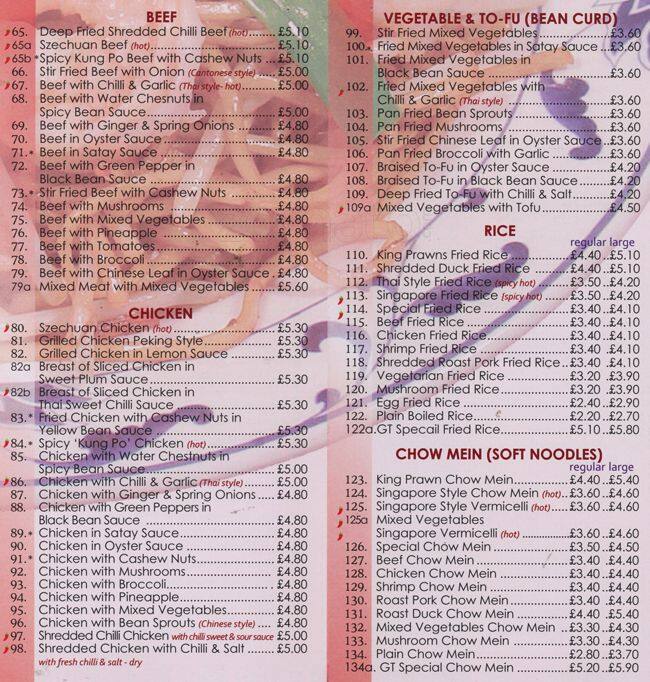 Good Taste menu