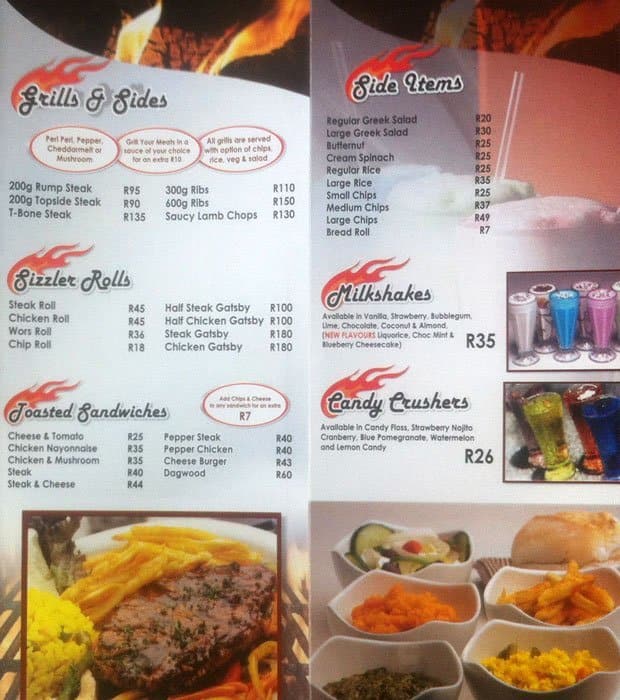Menu at COLD restaurant, Johannesburg