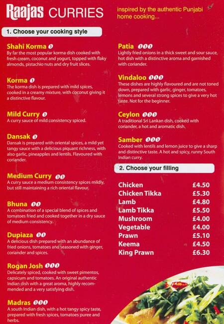 Raajas menu