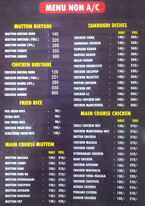 Victoria Restaurant menu